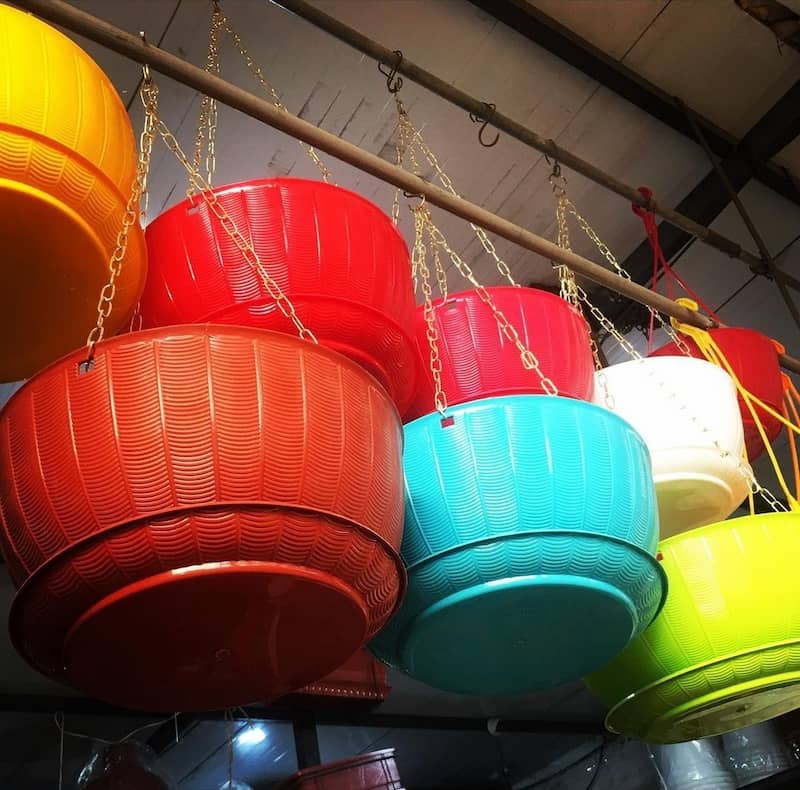 گلدان پلاستیکی حصیری