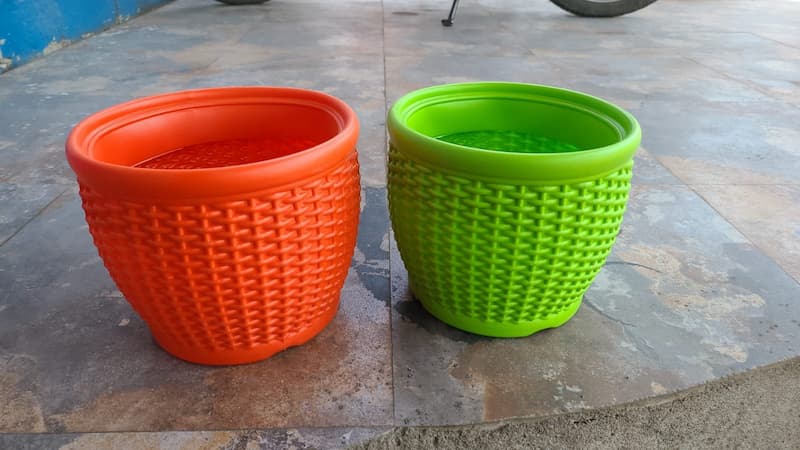 گلدان پلاستیکی حصیری