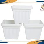 گلدان پلاستیکی سفید