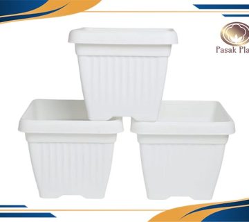 گلدان پلاستیکی سفید